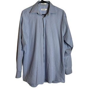 Calvin Klein Blue and White Striped Button Down Shirt size 15.5